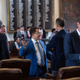 Texas state Rep. Briscoe Cain, R-Deer Park, talks with fellow state representatives in the House chamber on the first day of the 87th Legislature's special session at the State Capitol on July 8, 2021 in Austin, Texas.